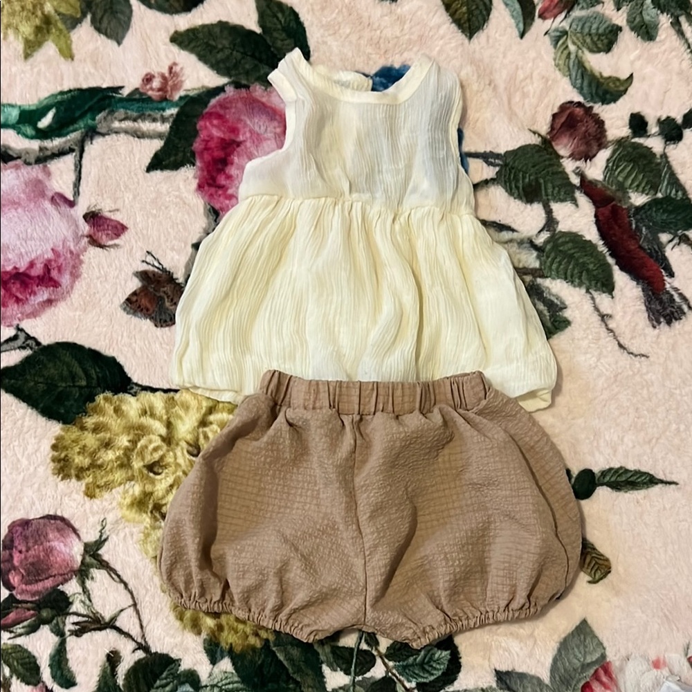 Charming Cream and Tan Kids Outfit
